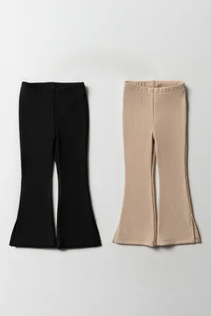 2 Pack Flare Leggings Black & Natural