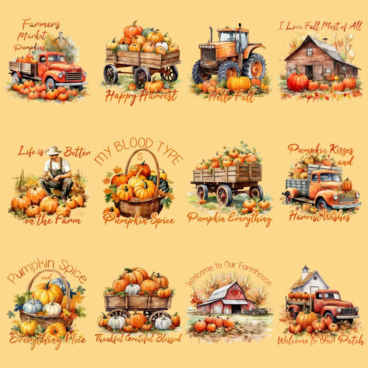 23 Fall On The Farm Designs Bundle PNG