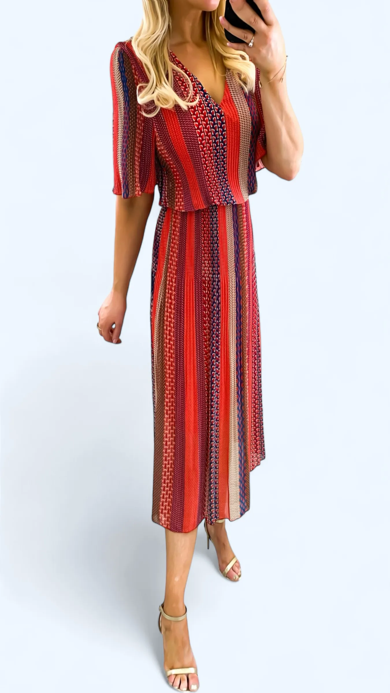 4-A1825 Laira Red Stripe Loose Top Dress