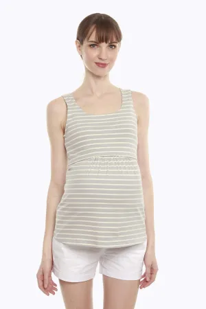 Alicia Baby Doll Nursing Top Grey Stripe