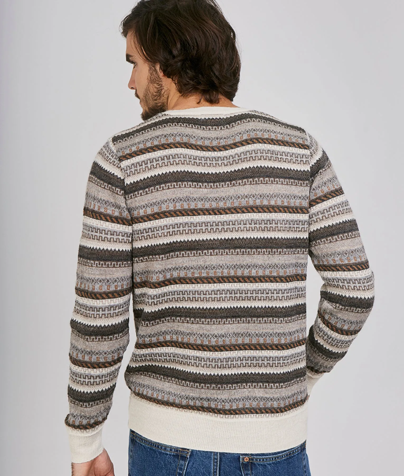 All Over Jacquard O Neck Pullover