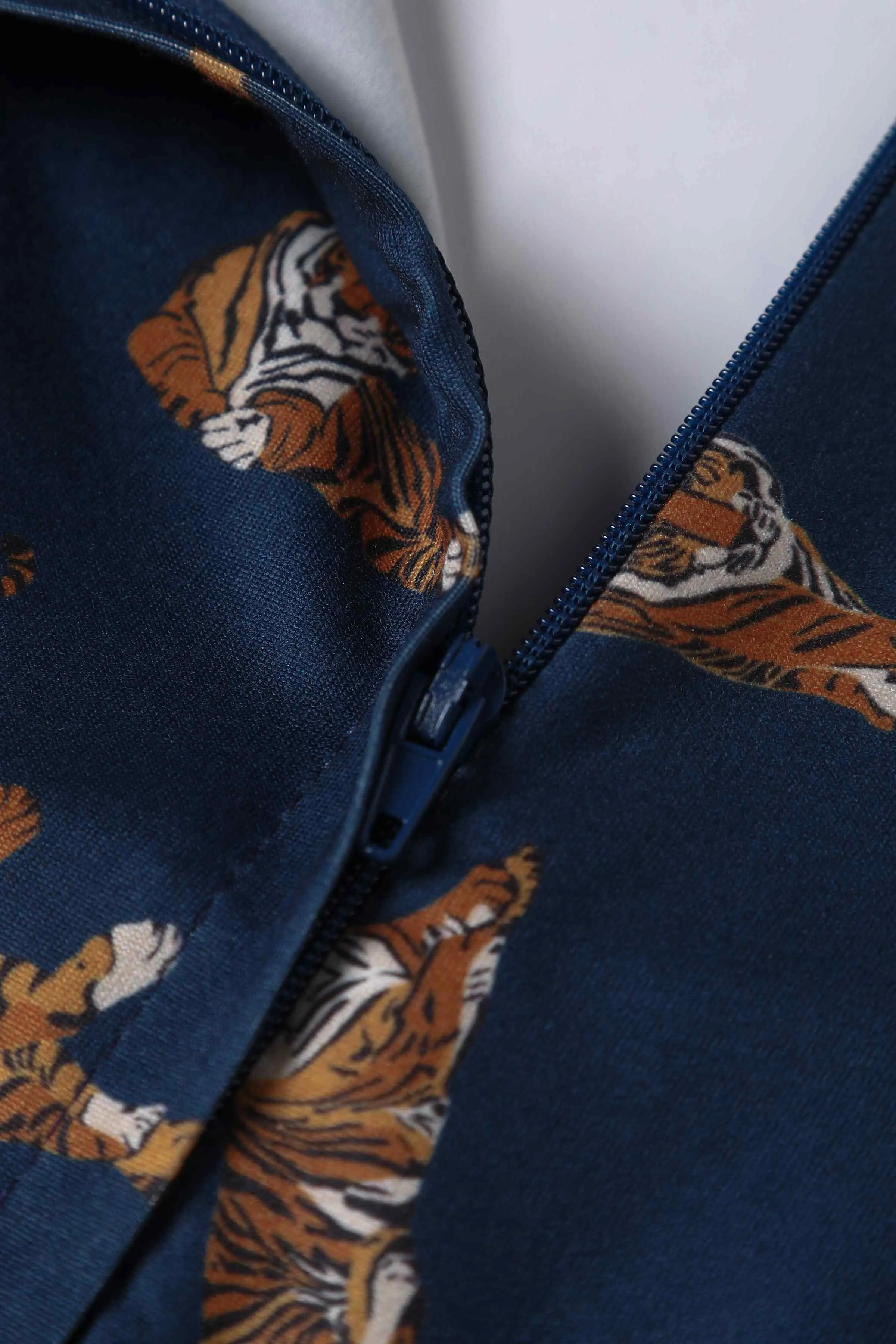 Billie Navy Blue Tiger Print Dress