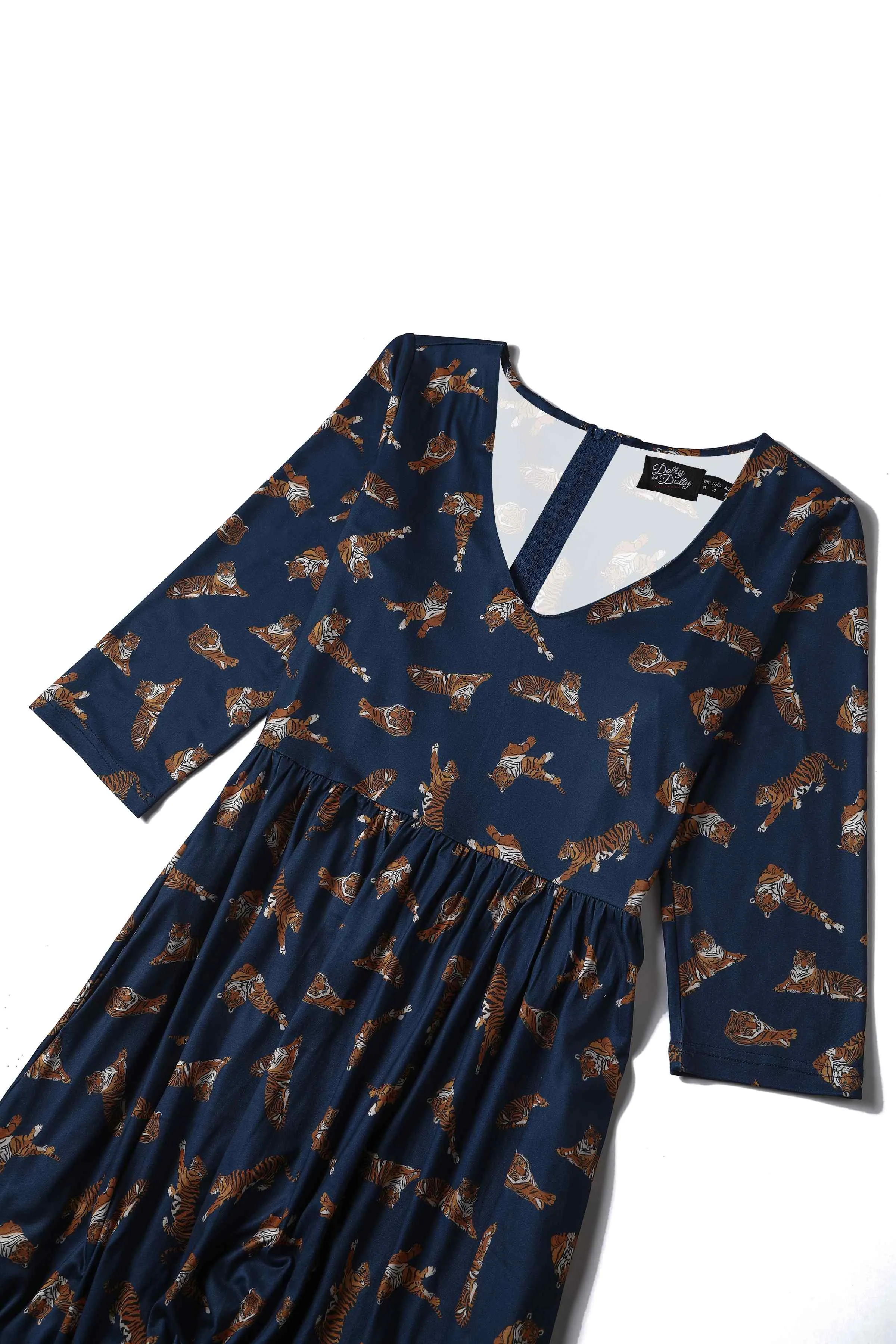 Billie Navy Blue Tiger Print Dress