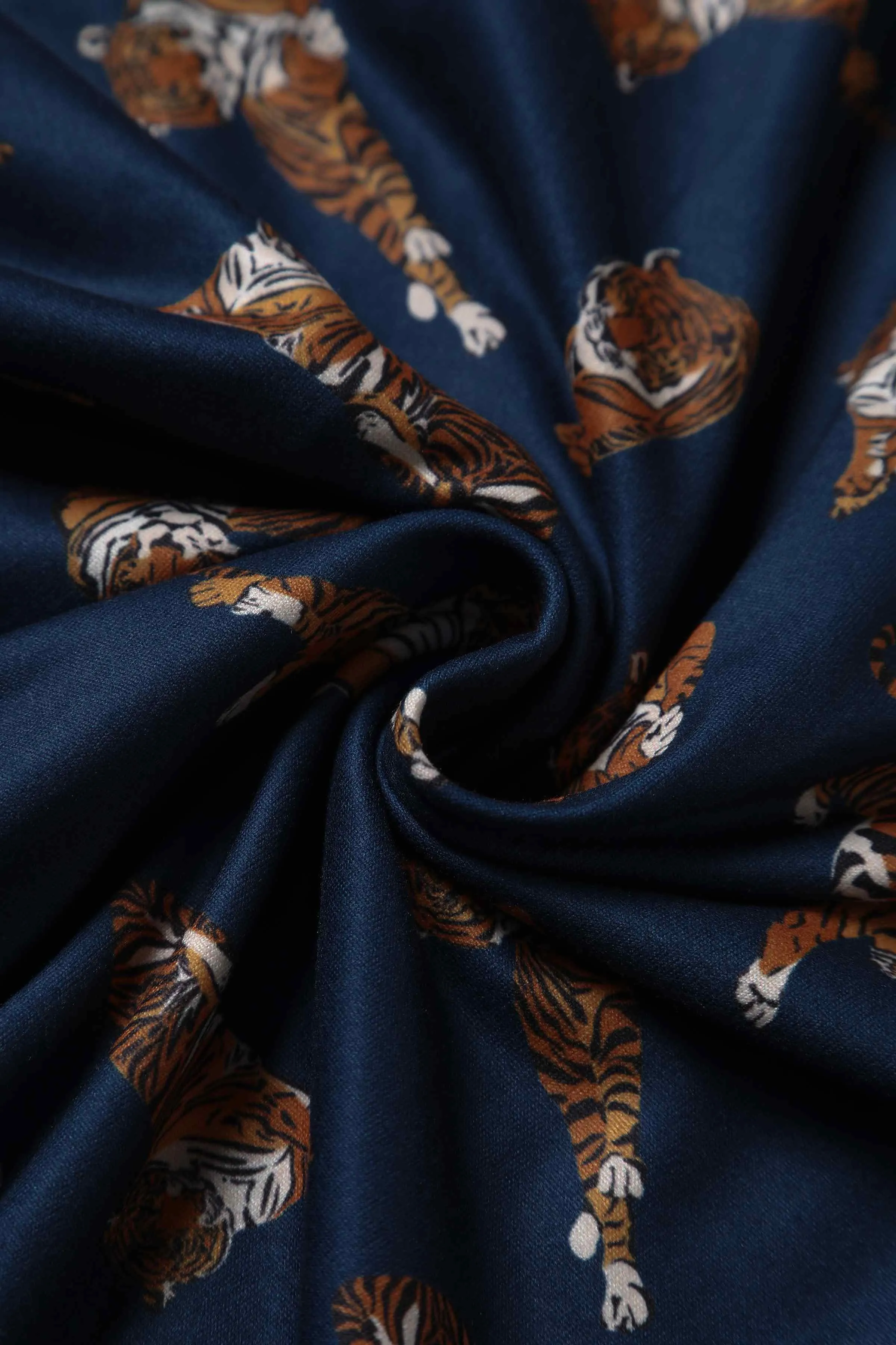 Billie Navy Blue Tiger Print Dress