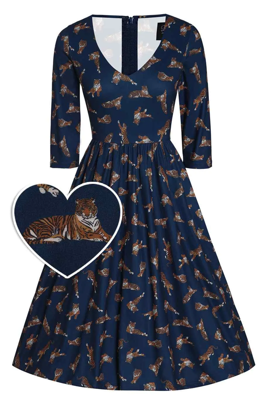 Billie Navy Blue Tiger Print Dress