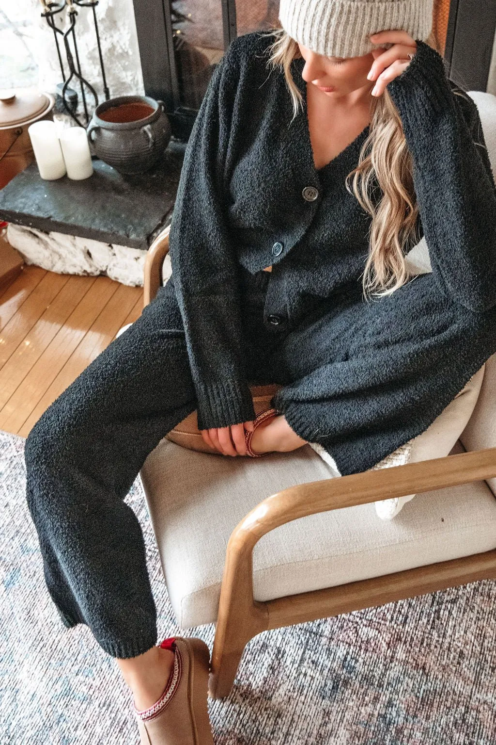 Black Sherpa Lounge Set