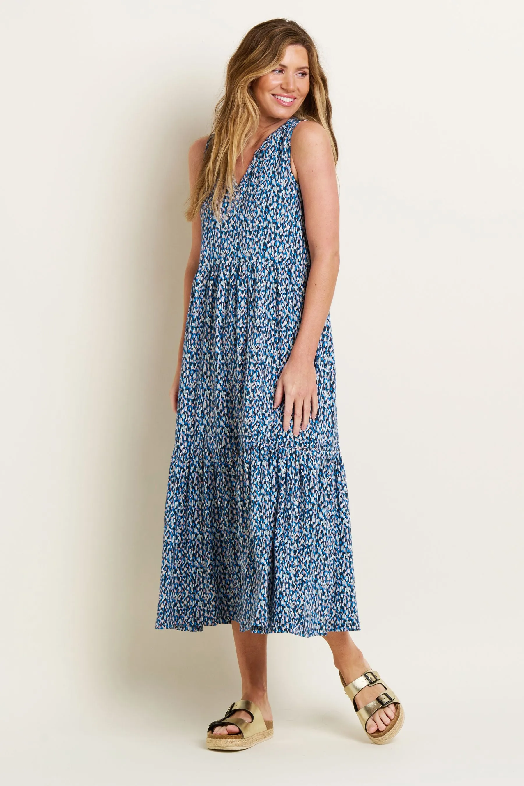 Brakeburn Brushed Camo Notch Maxi Dress