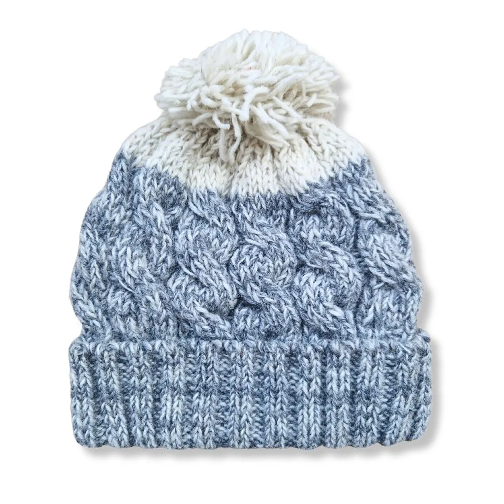 cable knit wool bobble hat