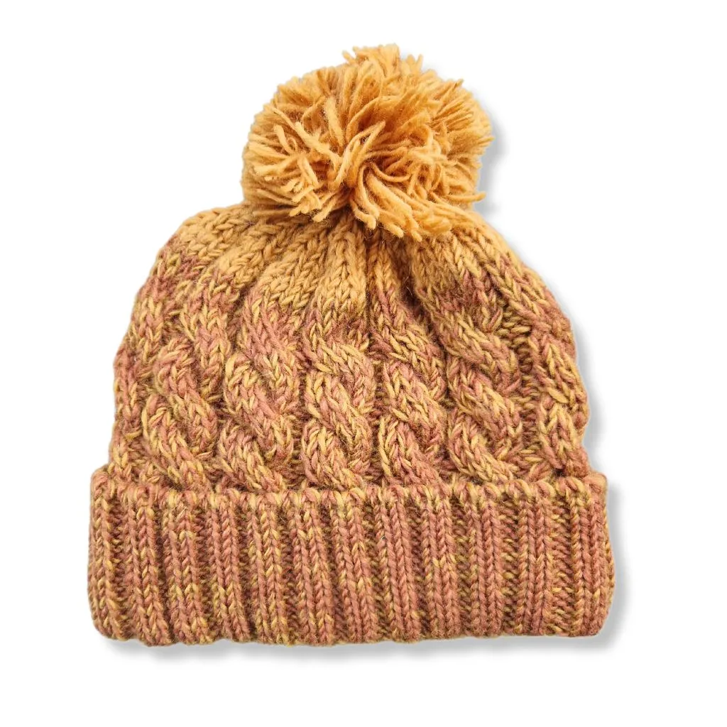 cable knit wool bobble hat