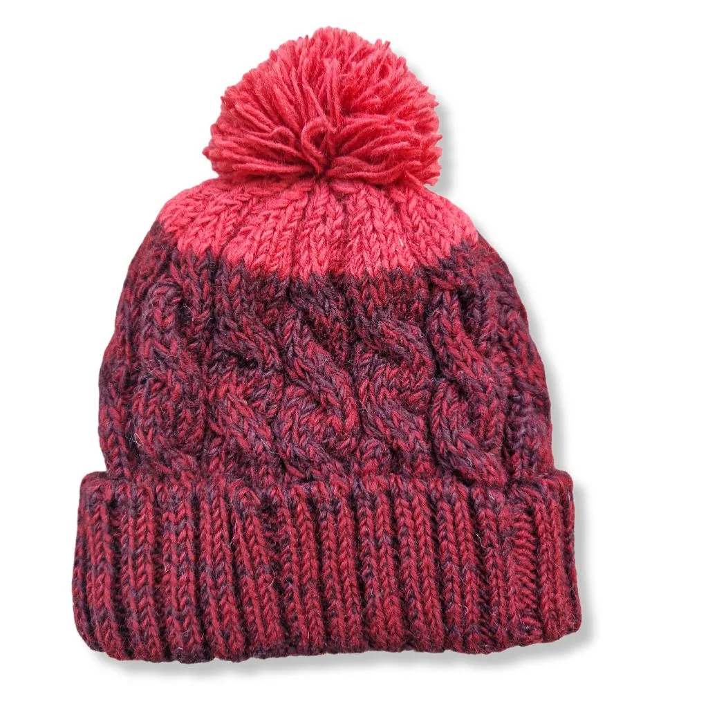 cable knit wool bobble hat