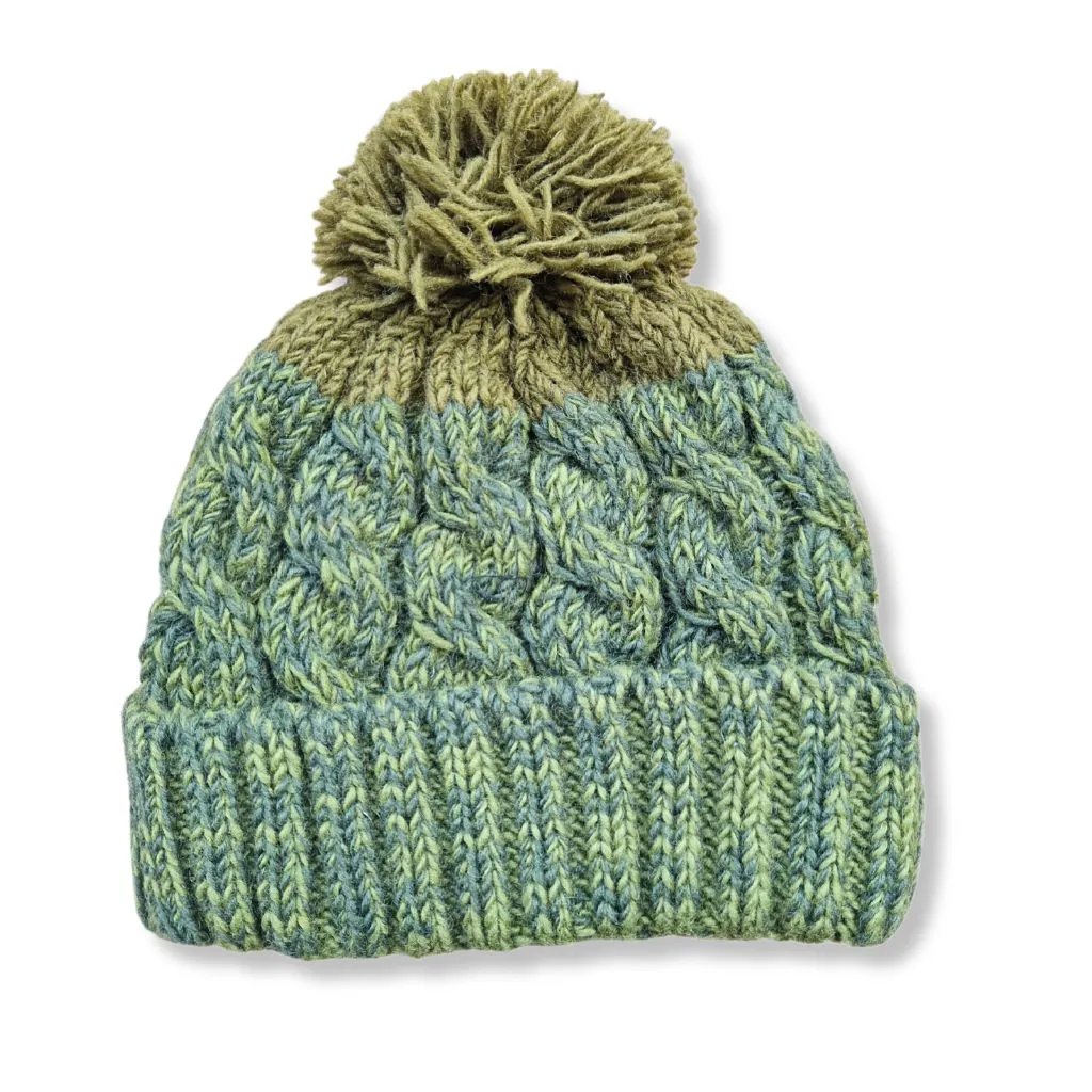 cable knit wool bobble hat