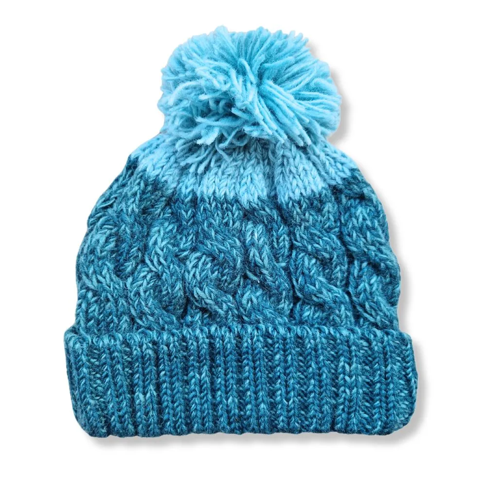 cable knit wool bobble hat