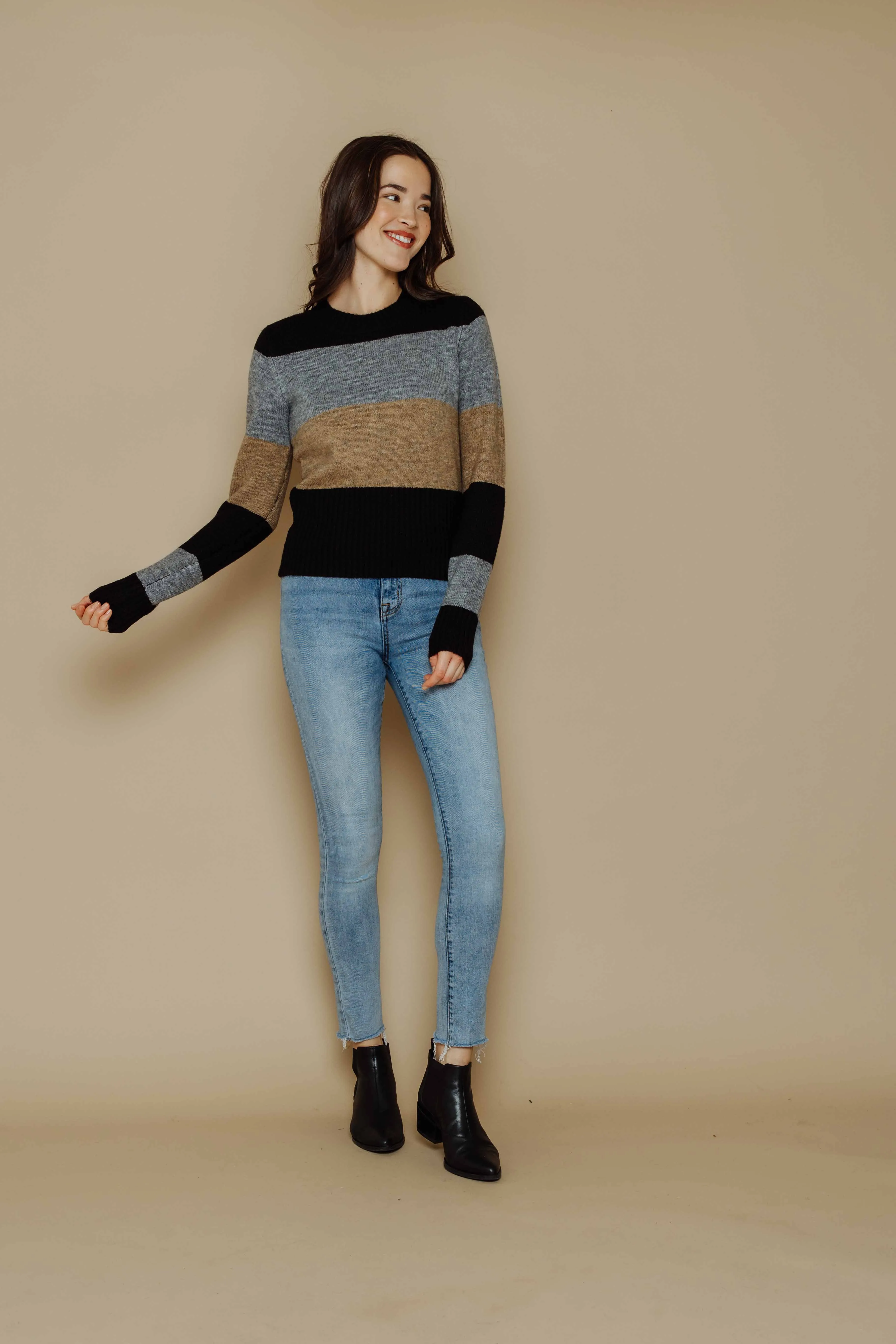 Cara-Shrunken Crew Neck Sweater