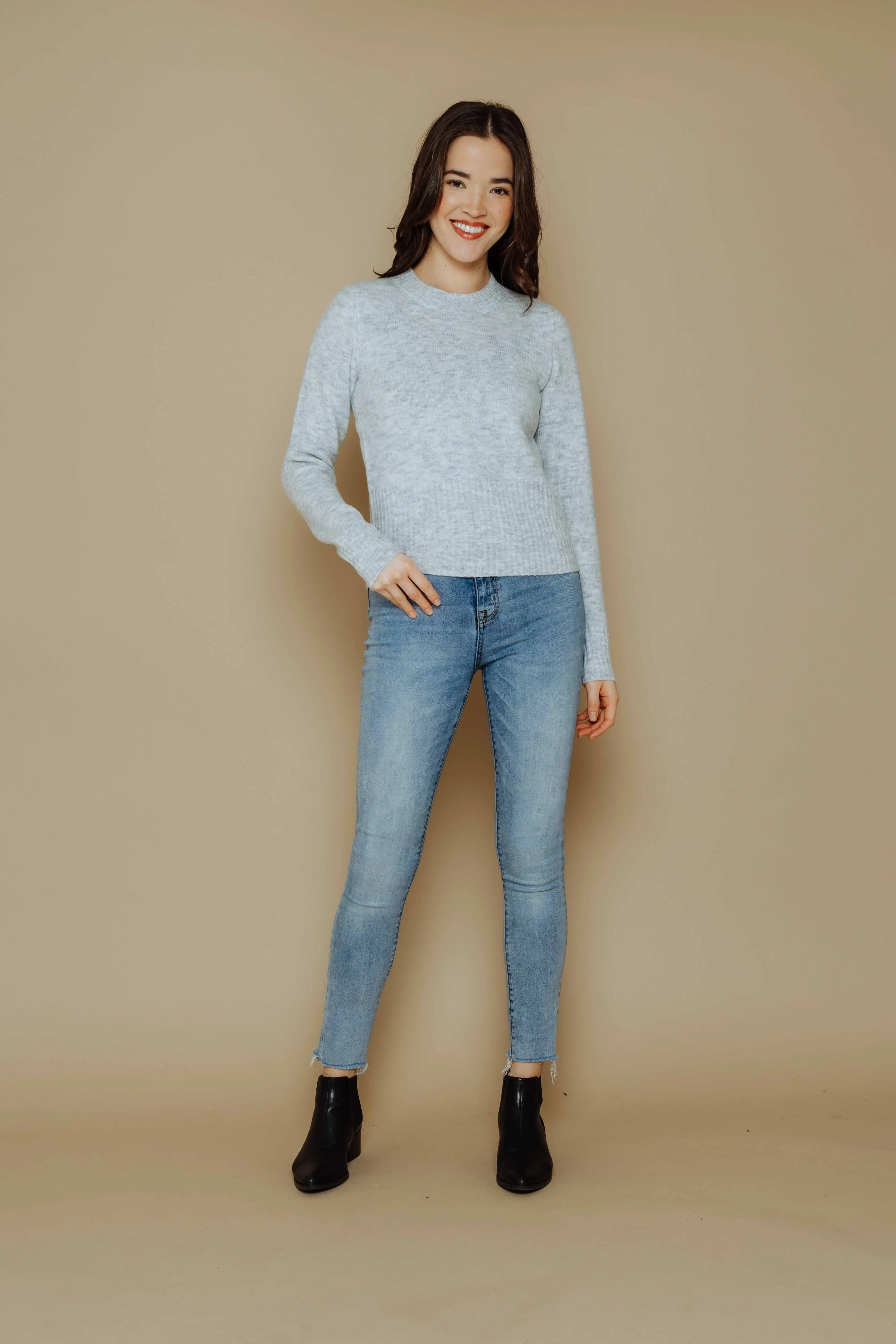 Cara-Shrunken Crew Neck Sweater