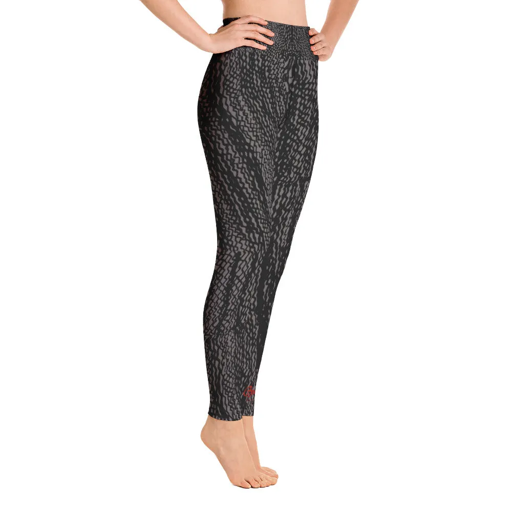 Charcoal Grey Tire Scribble Yoga Leggings