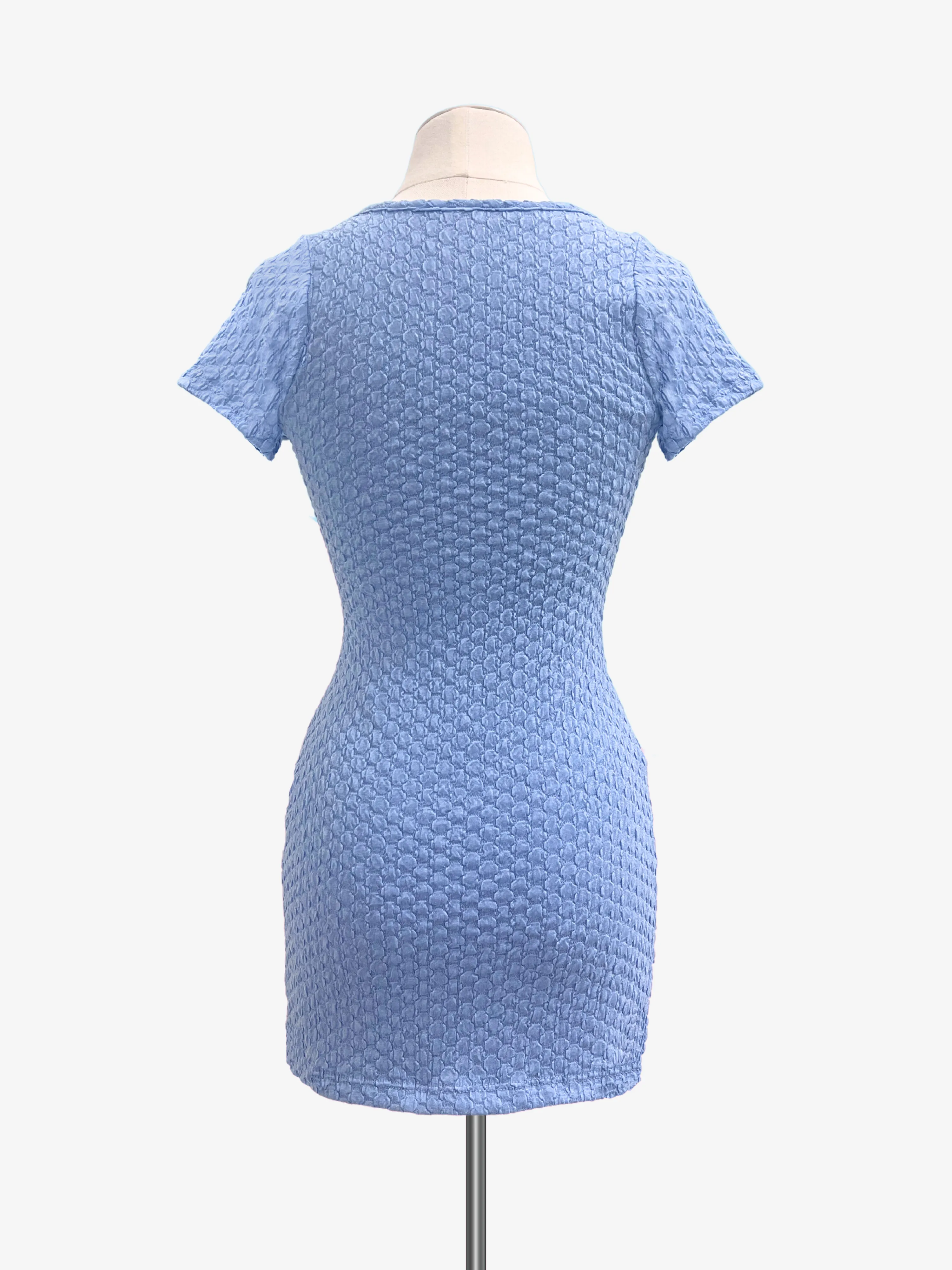 Cheryl Kids Blue Textured Fitted Dress