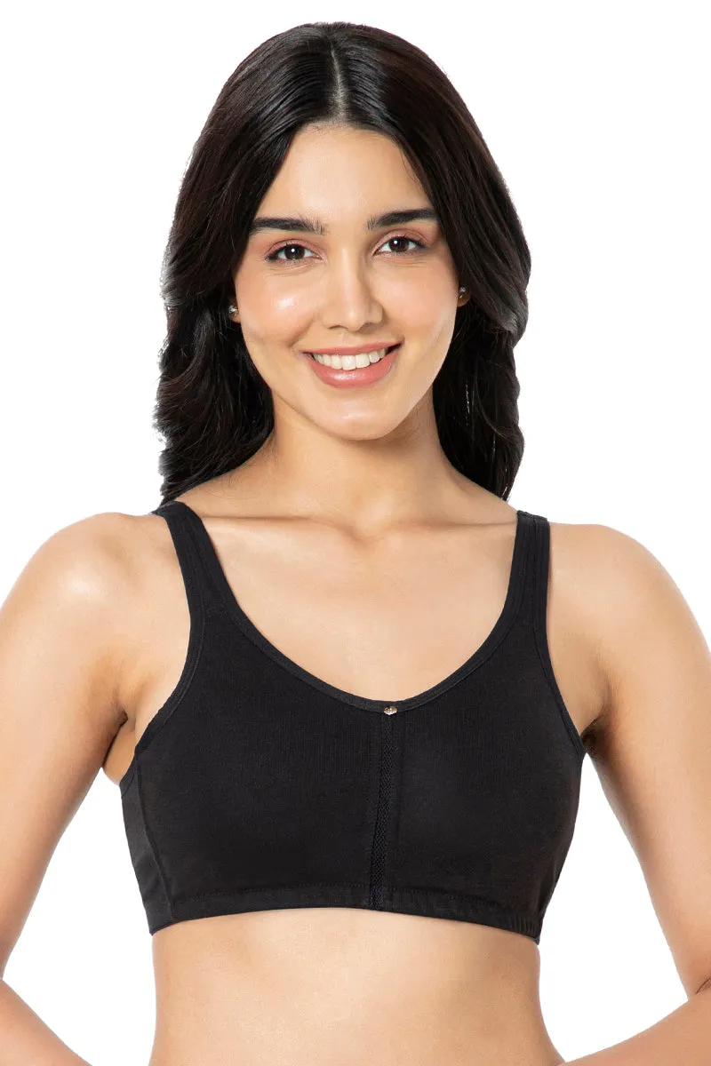 Cotton Daily Support Solid Non Padded Non-Wired Bra - Black