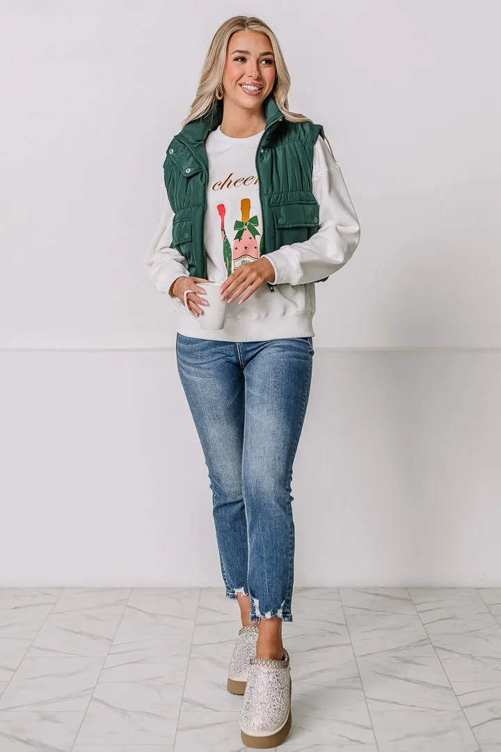 Cropped Cargo Puffer Vest | Hunter Green