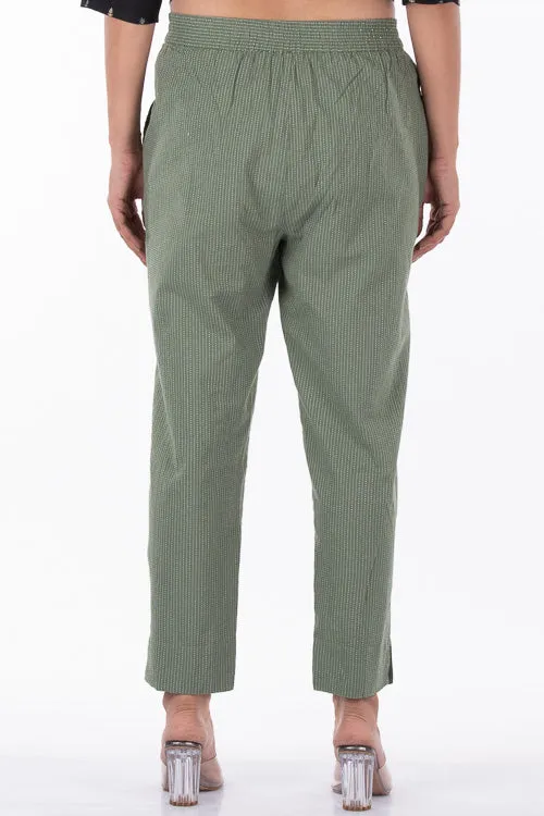 Dharan "Kantha Narrow Pants" Rusty Green Woven Pants