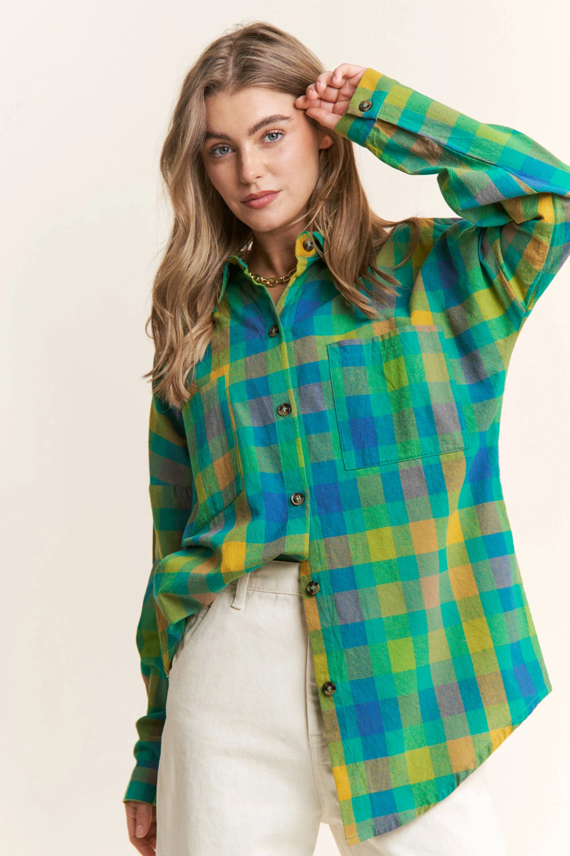 Doria Boyfriend Plaid Button Down Shirt