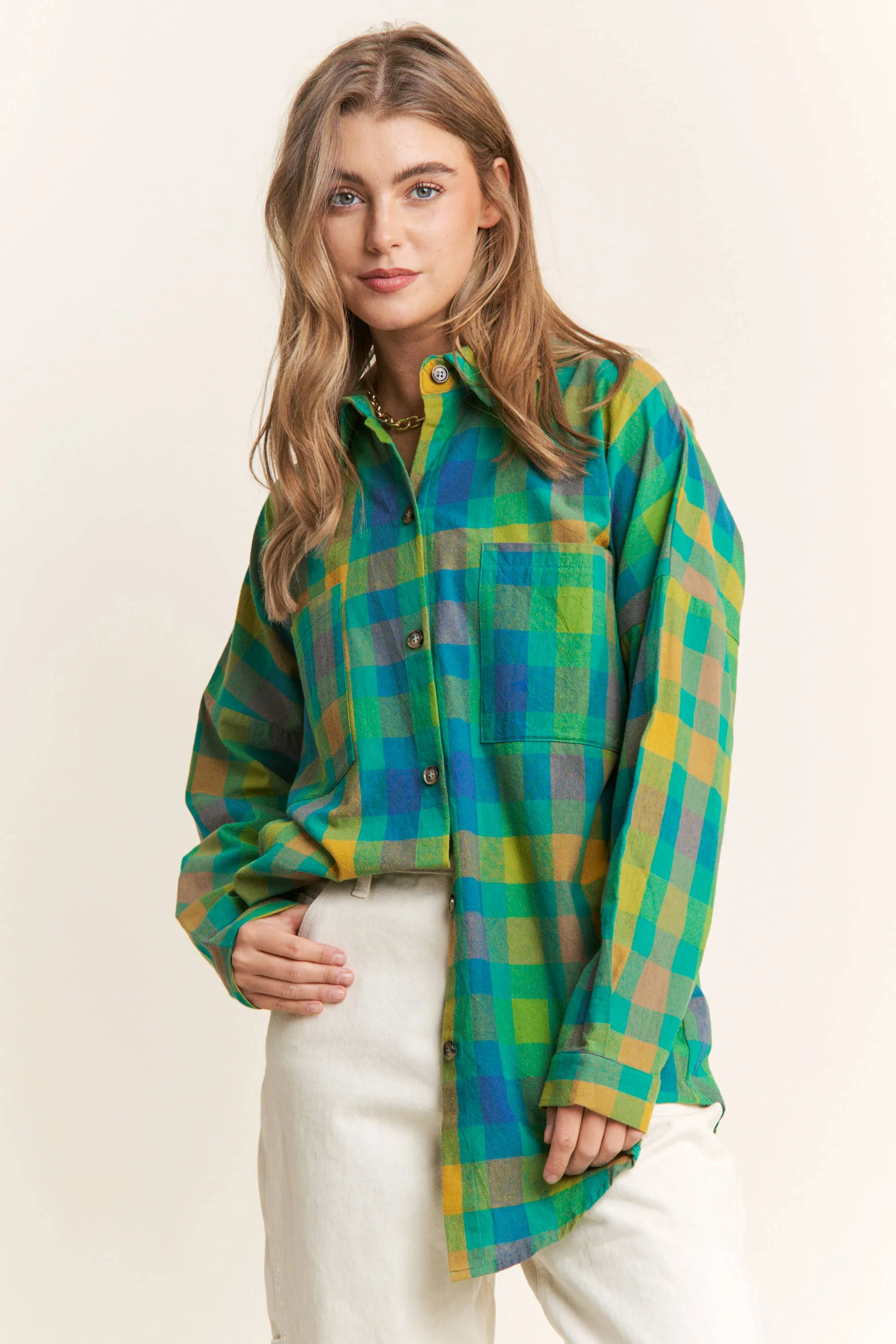 Doria Boyfriend Plaid Button Down Shirt