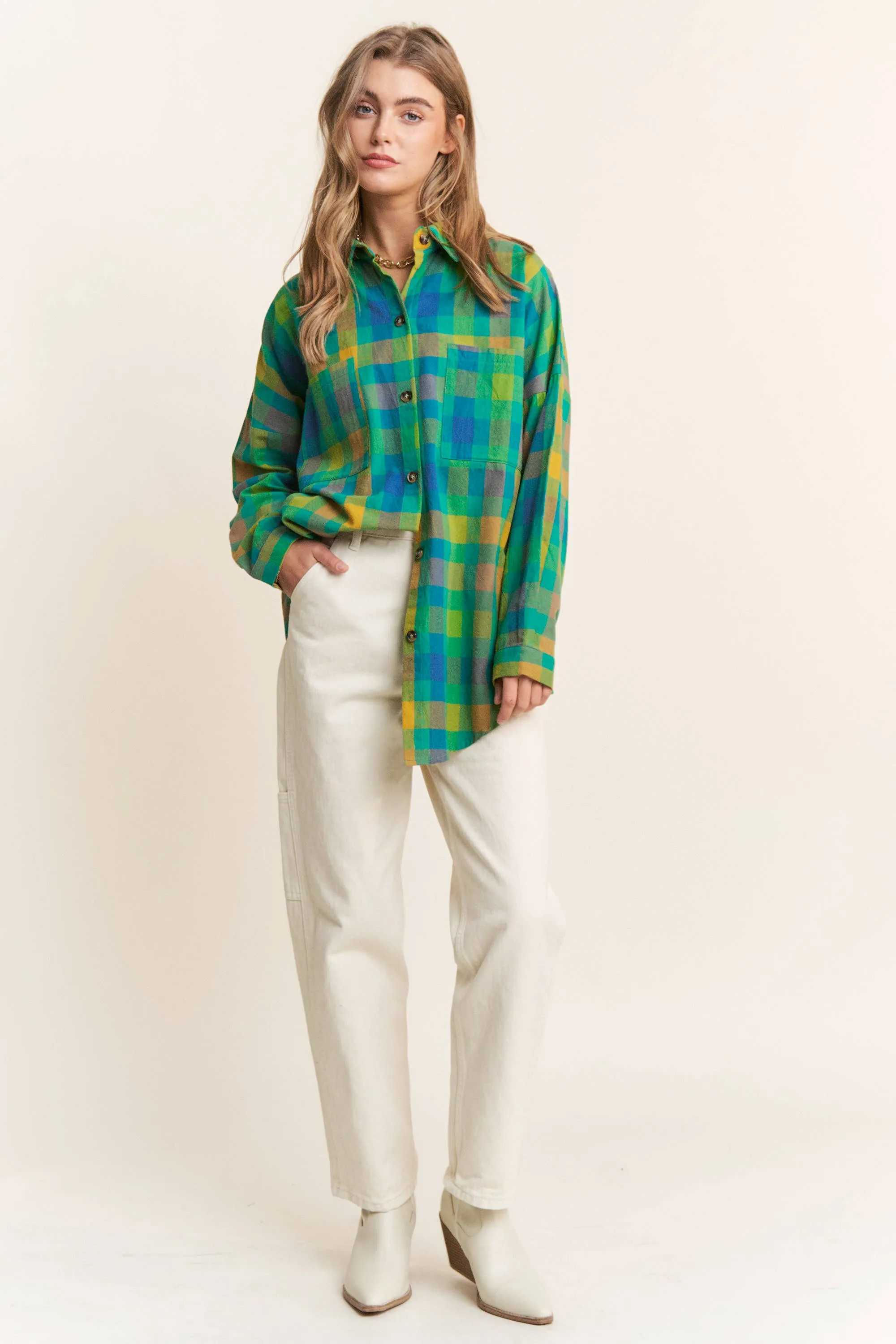 Doria Boyfriend Plaid Button Down Shirt