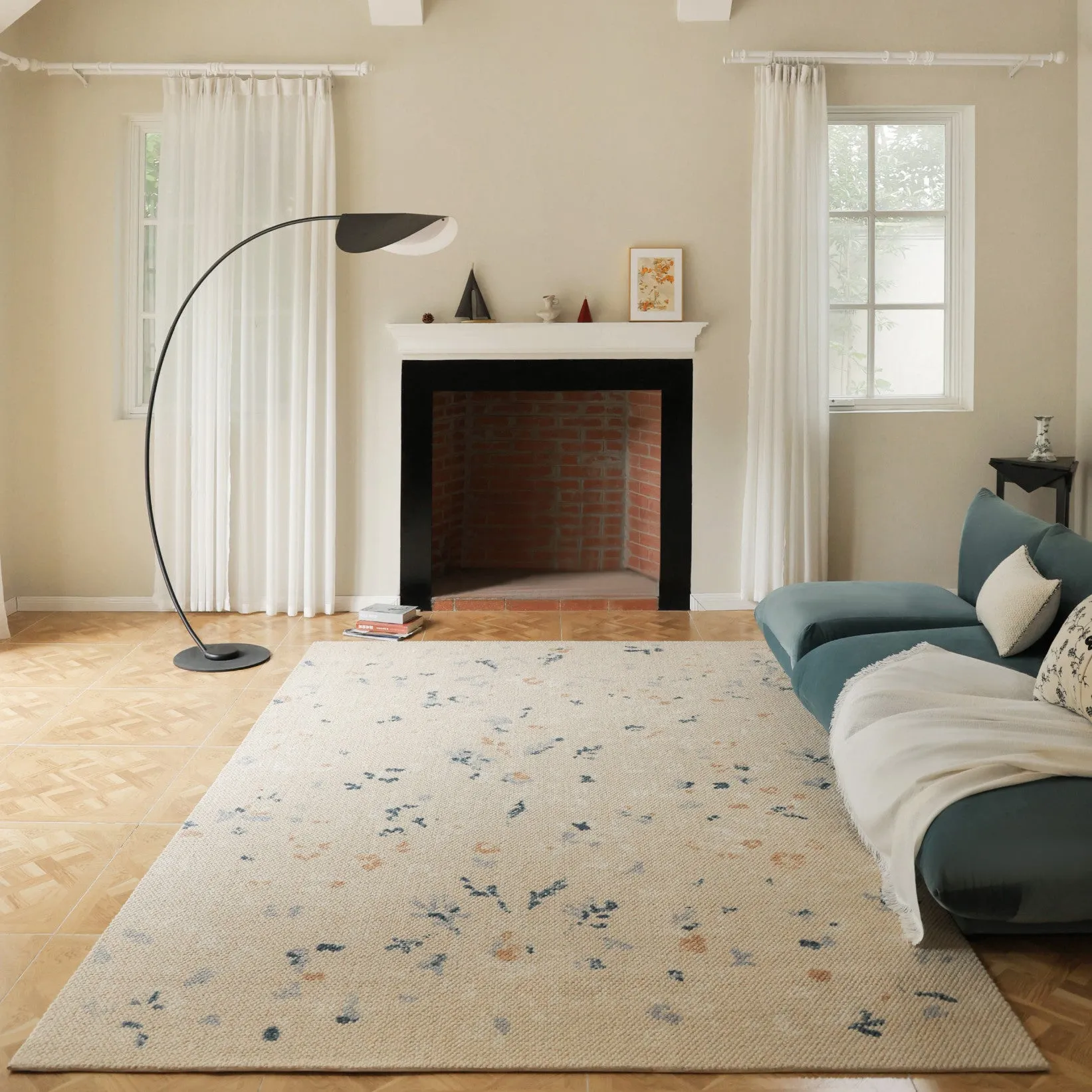 Elegant Floral Wool Carpet