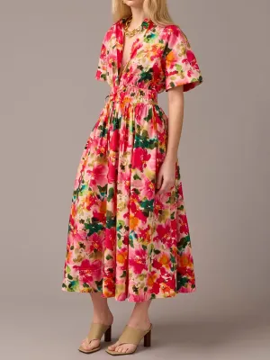 Floral Print Short Sleeve Shirtdress