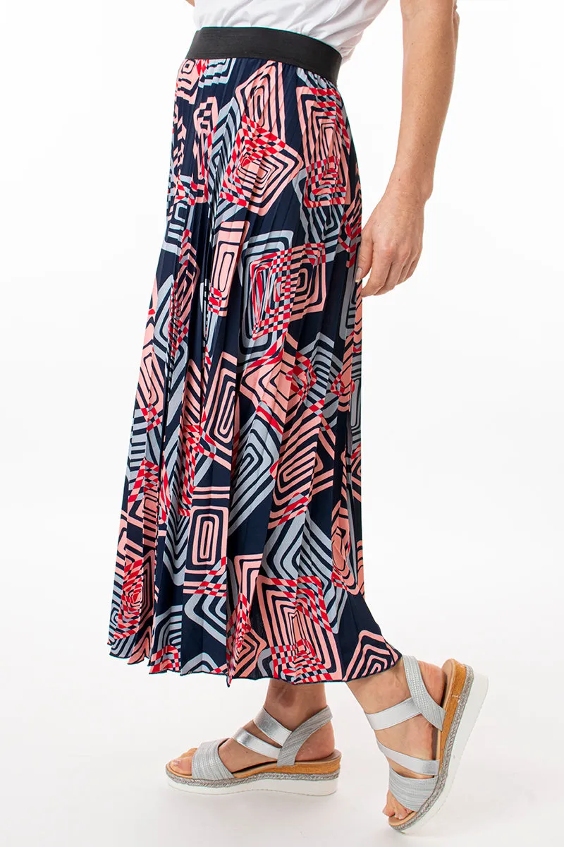 Geo print pleated skirt