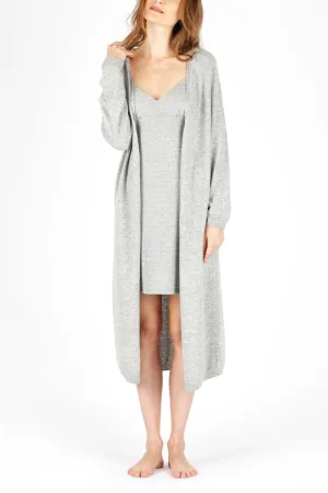 Grey 3D-printed Cashmere Long Cardigan