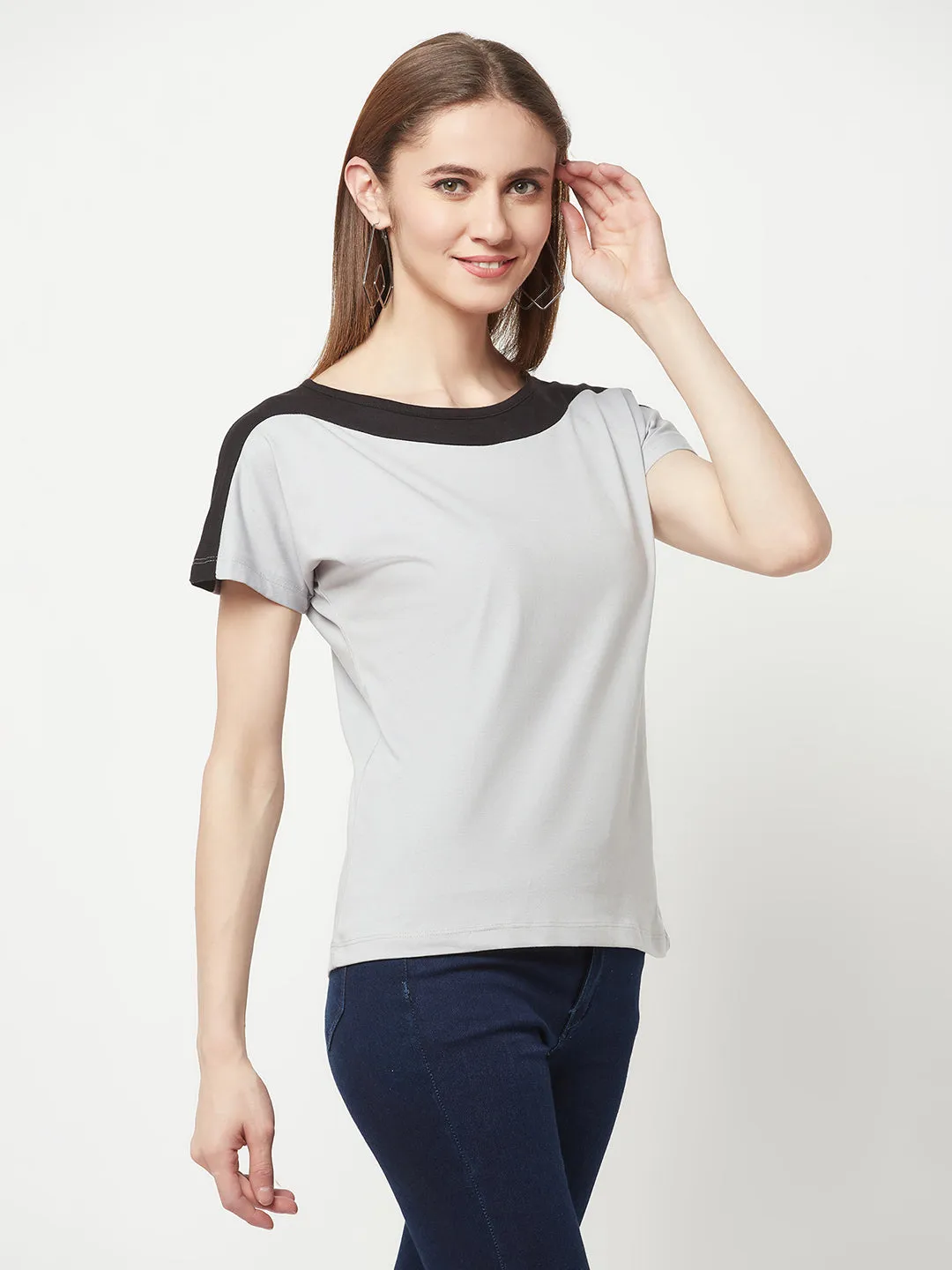 Grey Boat Neck T-shirt