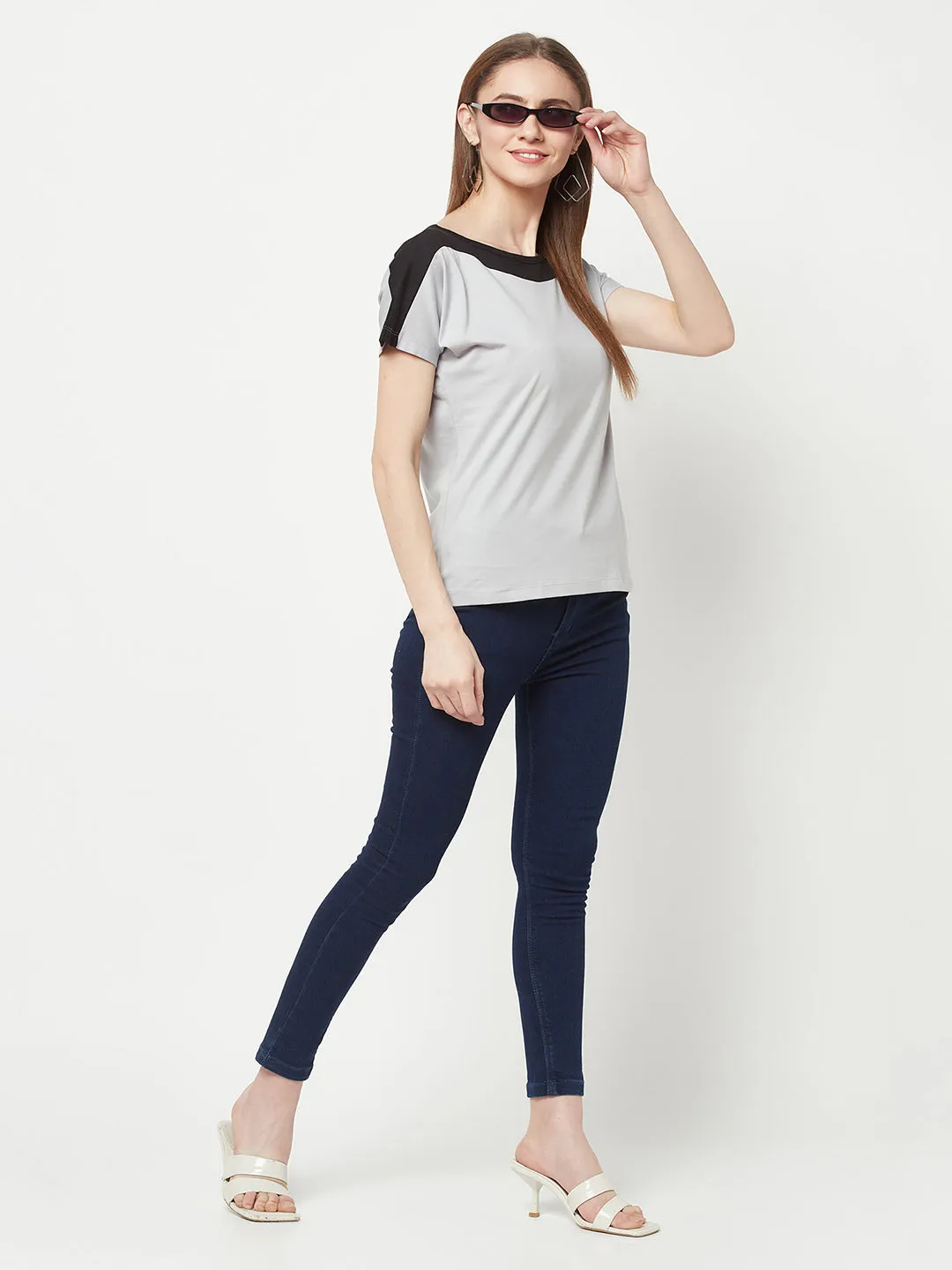 Grey Boat Neck T-shirt