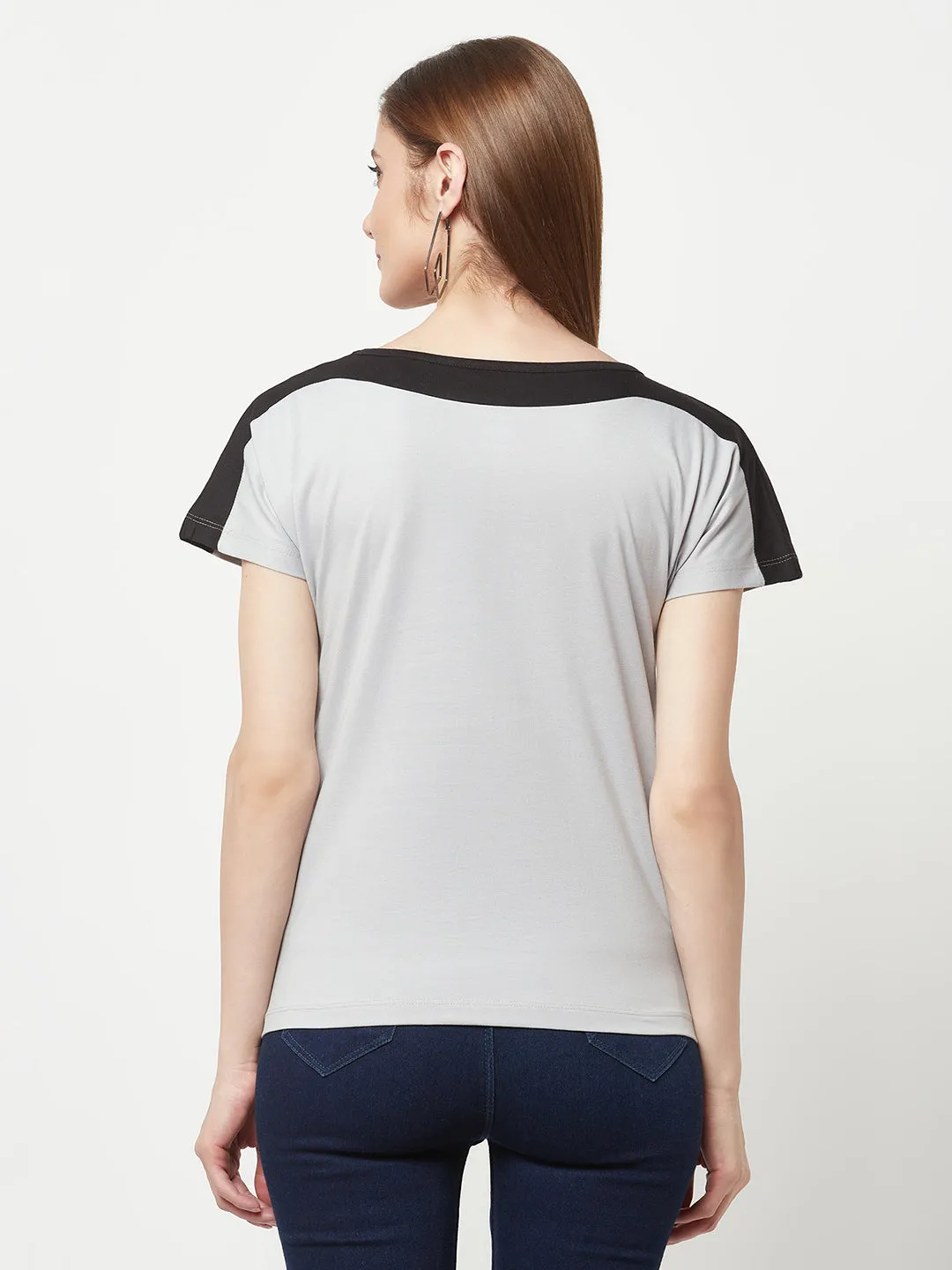 Grey Boat Neck T-shirt