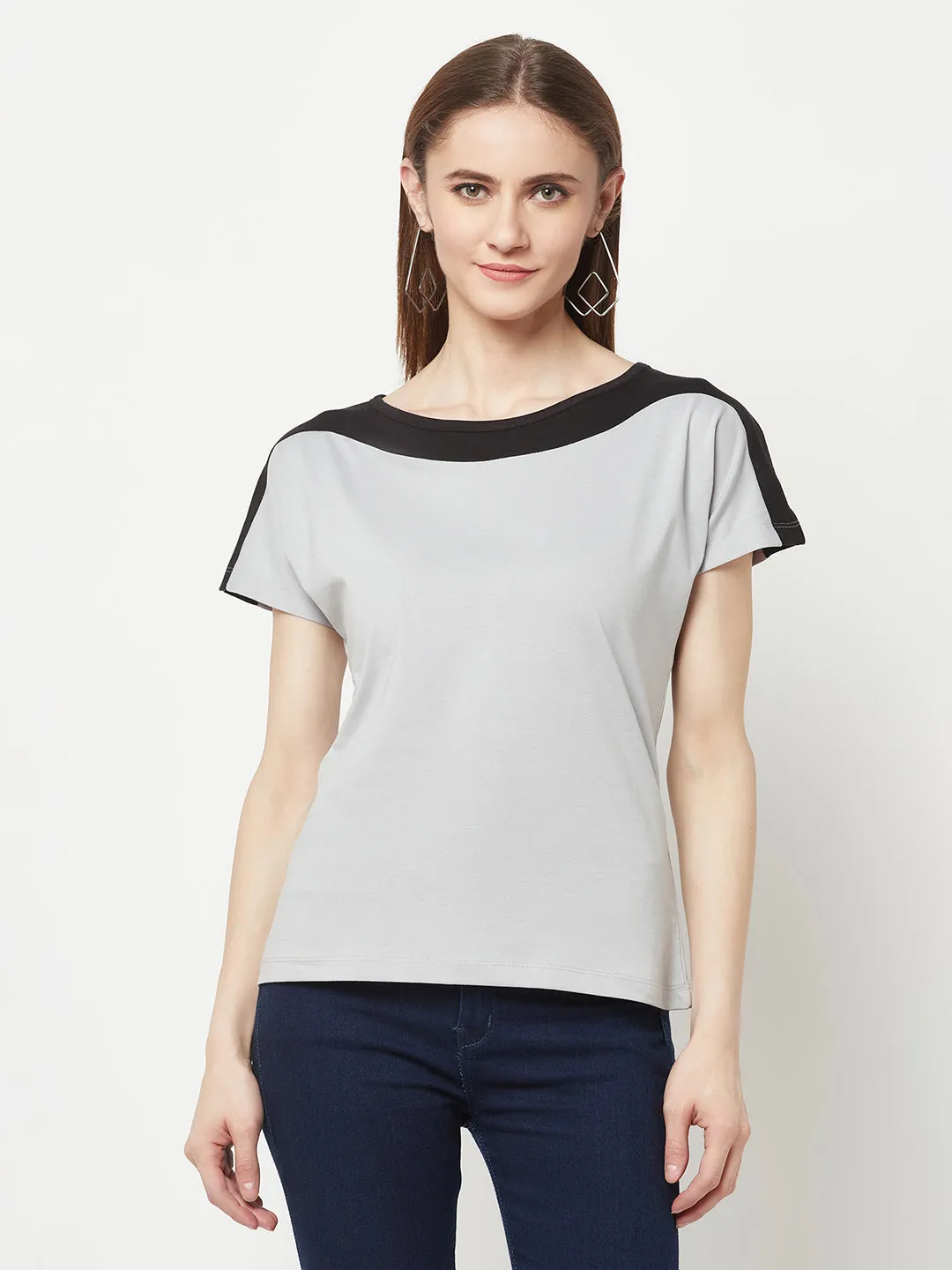 Grey Boat Neck T-shirt