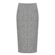 Grey Midi Boiled Wool Pencil Skirt