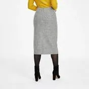 Grey Midi Boiled Wool Pencil Skirt