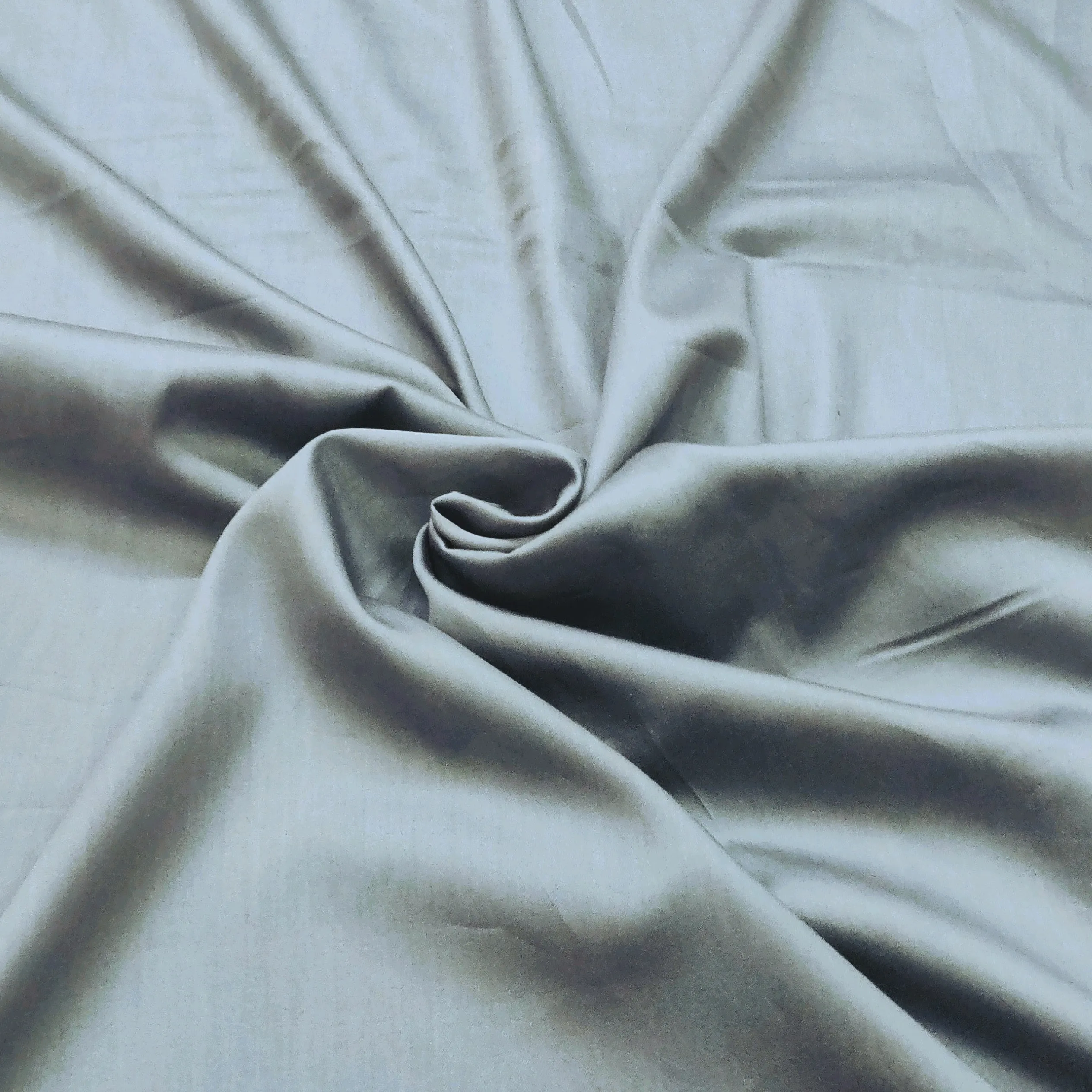 Grey Solid Cotton Satin Fabric