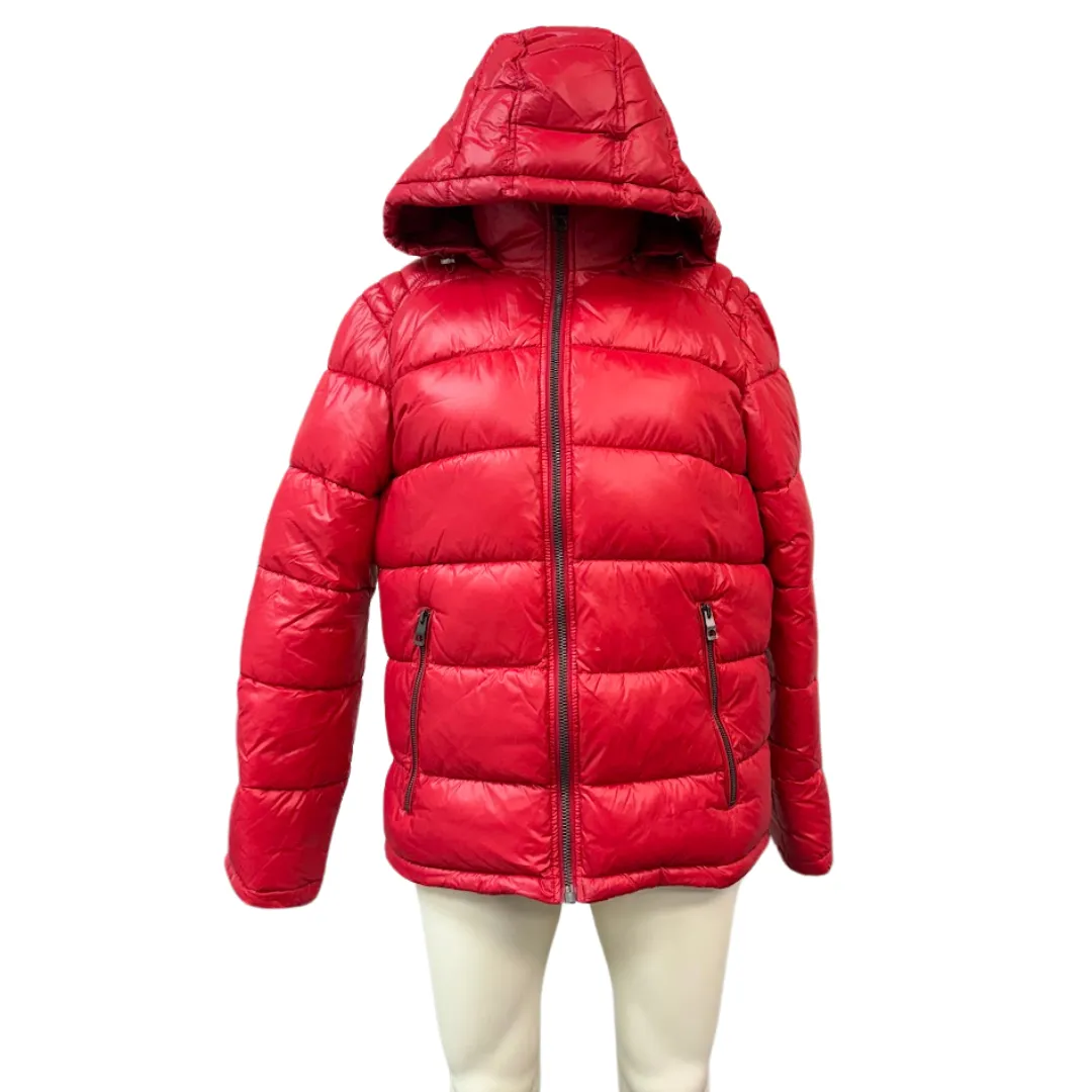 GUESS Mens Mid-Weight Puffer Jacket with Removable Hood, Size Small