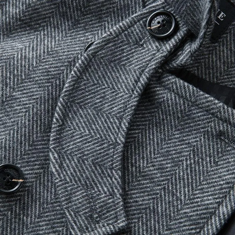 Herringbone Winter Coat For Men