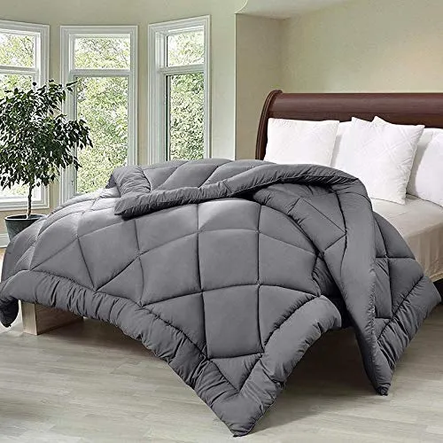 Homespun Soft Microfibre Quilt for Heavy Winter, Single Bed Size (60inch x 90inch), Dark Grey Colored Razai, lightweight