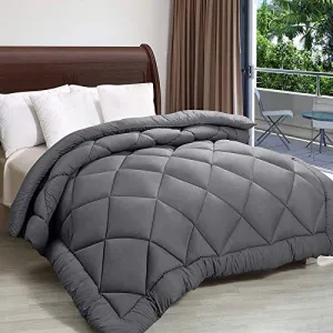 Homespun Soft Microfibre Quilt for Heavy Winter, Single Bed Size (60inch x 90inch), Dark Grey Colored Razai, lightweight