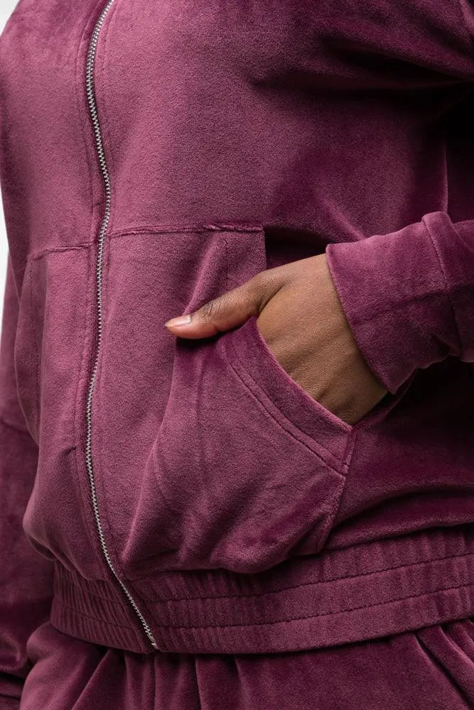 Hooded Zip Through Tracktop Burgundy