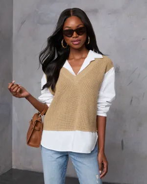 Iced Chai Long Sleeve Sweater Vest Top