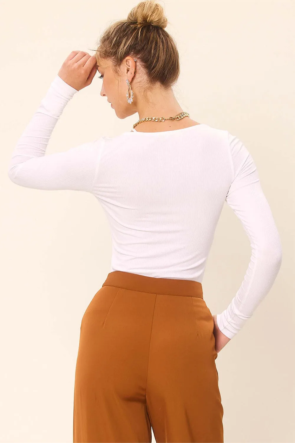 Idem Ditto Front Cut Out Long Sleeve Knit Top