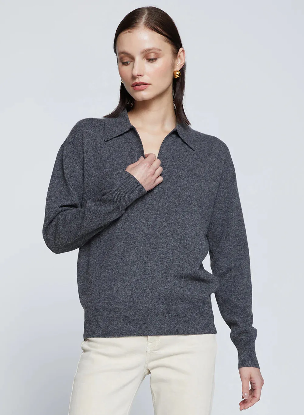 Johnny Collar Sweater Charcoal