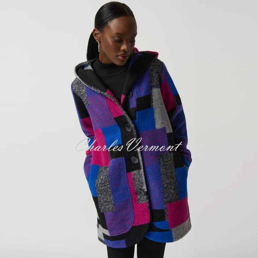 Joseph Ribkoff Geometric Print Hooded Coat - Style 233961