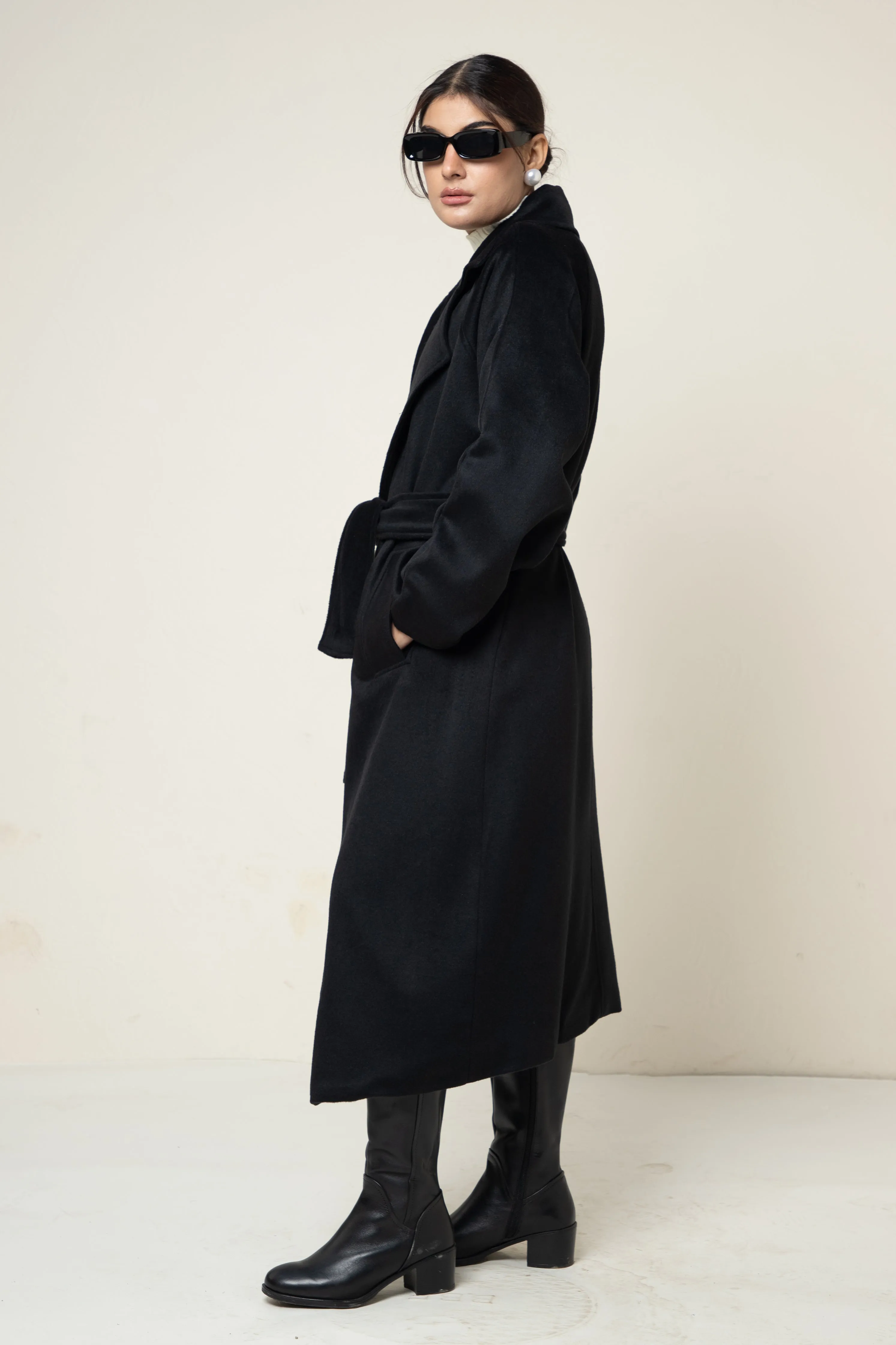 JUNO BELTED COAT (BLACK)