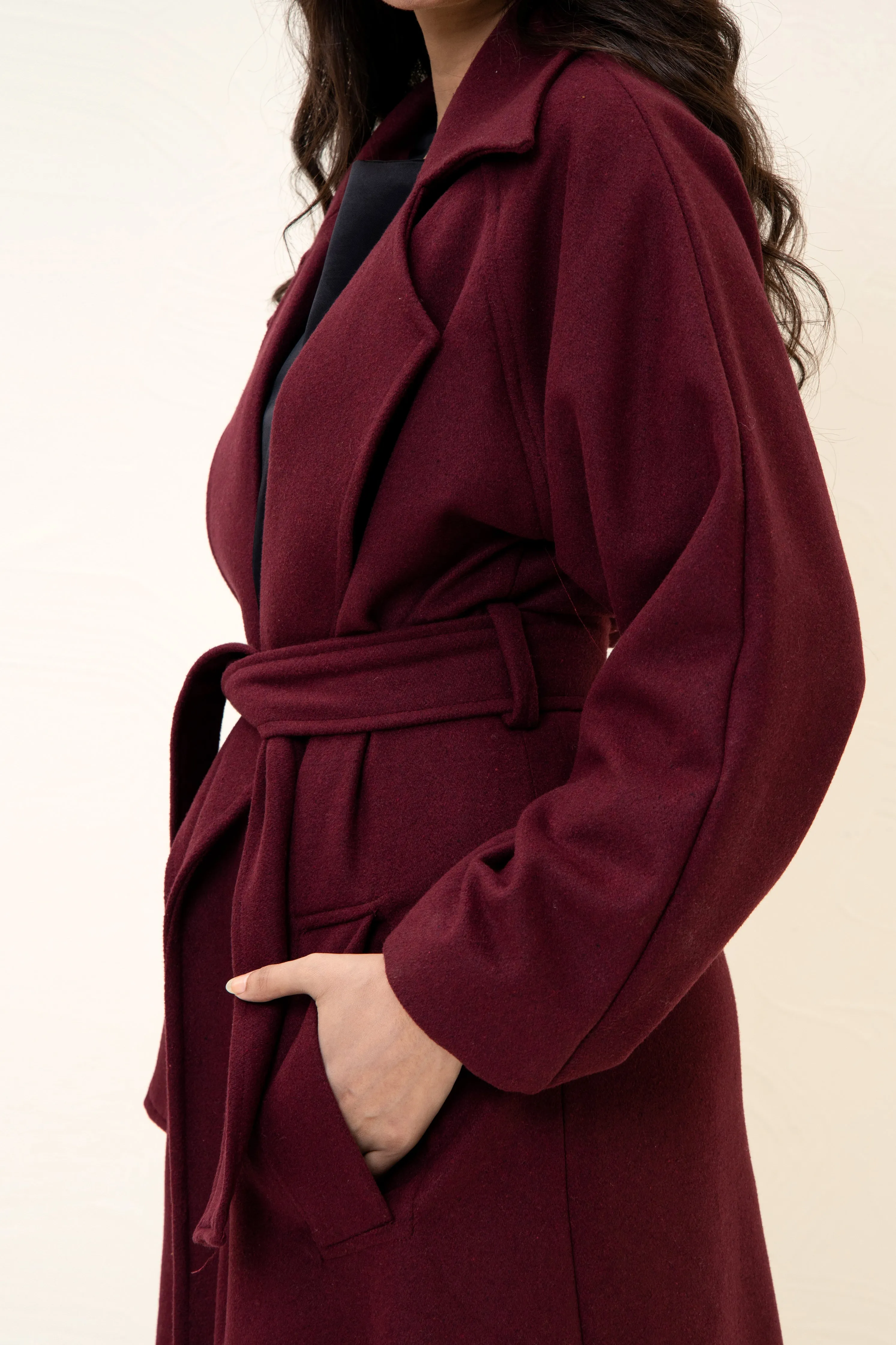 JUNO BELTED COAT (CHERRY)