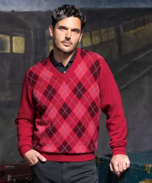 Lambswool Argyle V-Neck Sweater