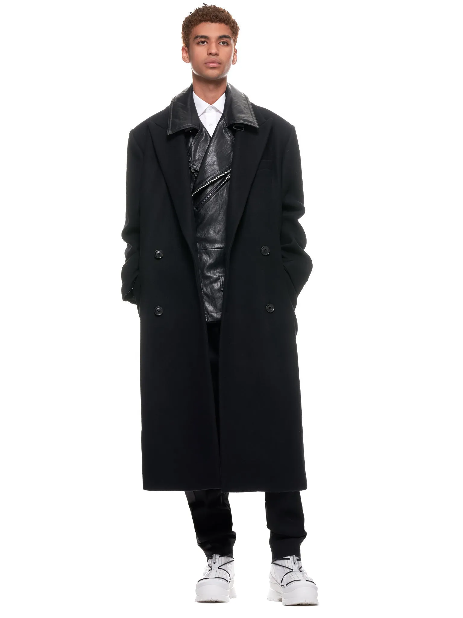 Layered Wool Trench Coat (JC0X30H315-BLACK)